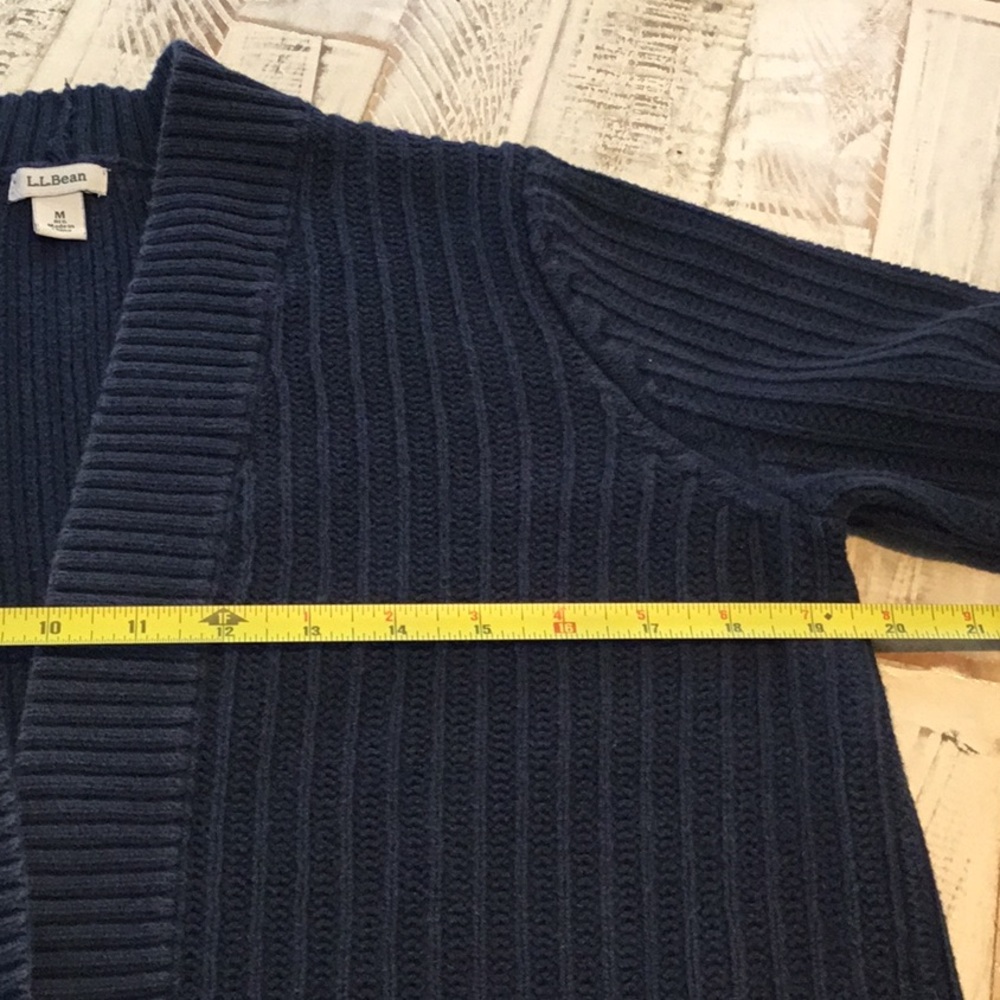 L.L. Bean Navy Ribbed Open-Front Cardigan - Picture 6 of 7